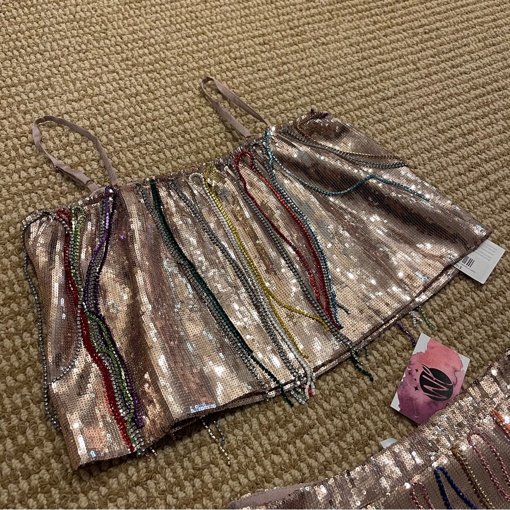 Queen of Sparkles Fringe Rhinestone Tank and Skirt Set Small NWT - Picture 5 of 12